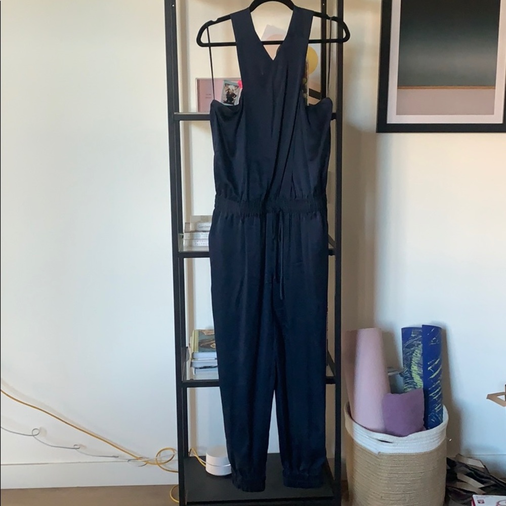 Paige Silk Navy Jumpsuit